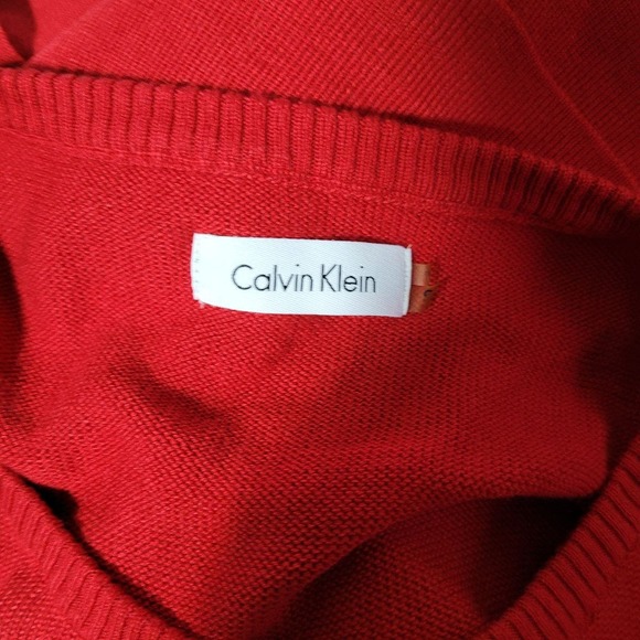 Calvin Klein Women's Red Sleeveless Round Neck Tiered Knit Sweater Dress Size S - Picture 6 of 6